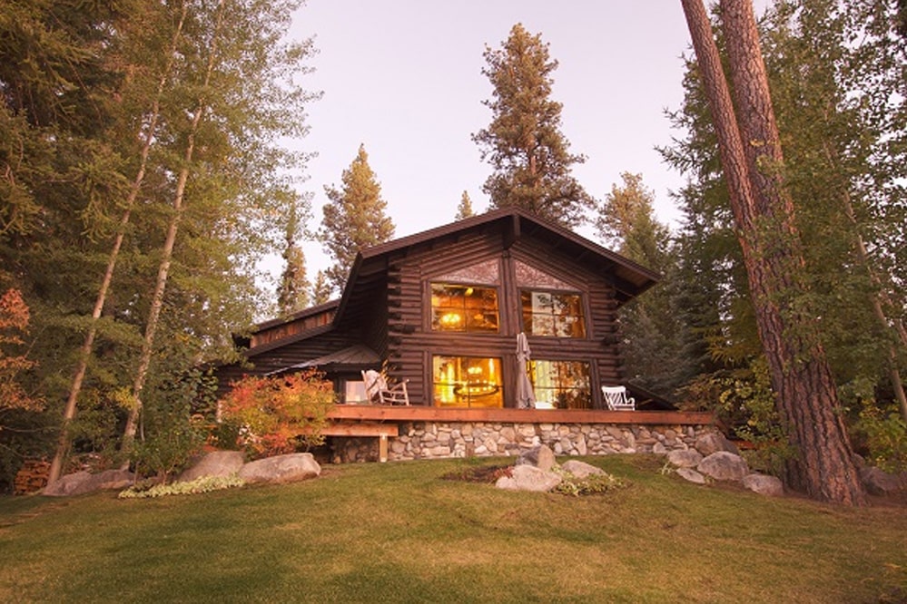 log home on a hill